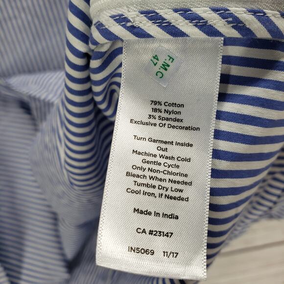 Talbots Women's Blue Striped Bell Sleeve Cotton Blend Top Size 3XP - Picture 9 of 13